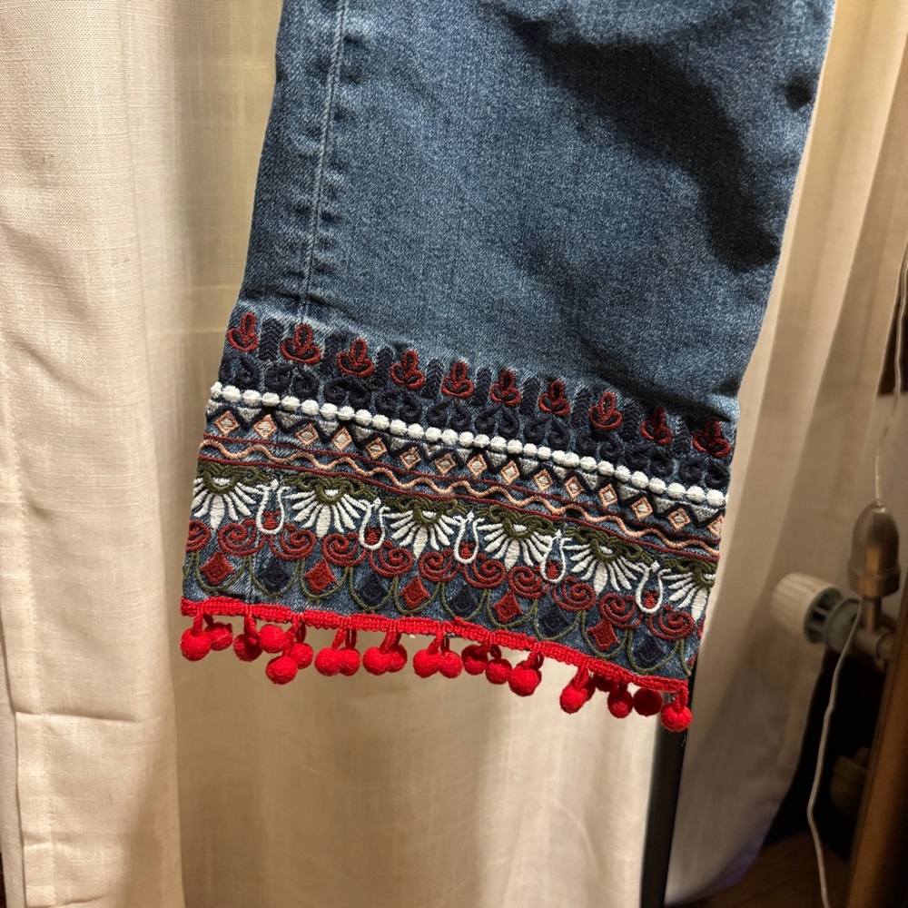 Pilcro Jeans with Embroidered Hem